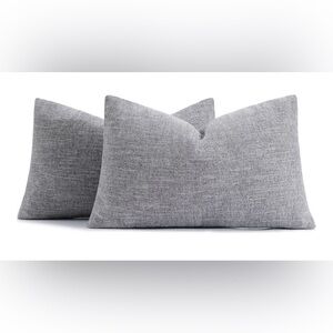 NEW Throw Pillow Covers 12x20 Set of 2 Lumbar Textured Grey